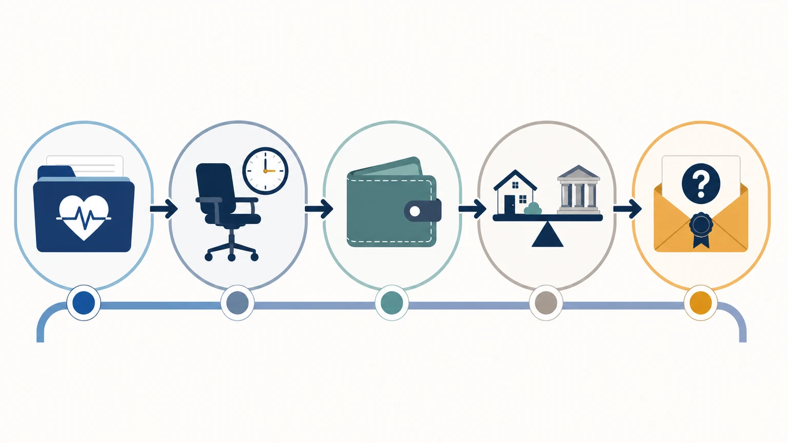 Five-stage path for reviewing SSI eligibility for a disabled adult