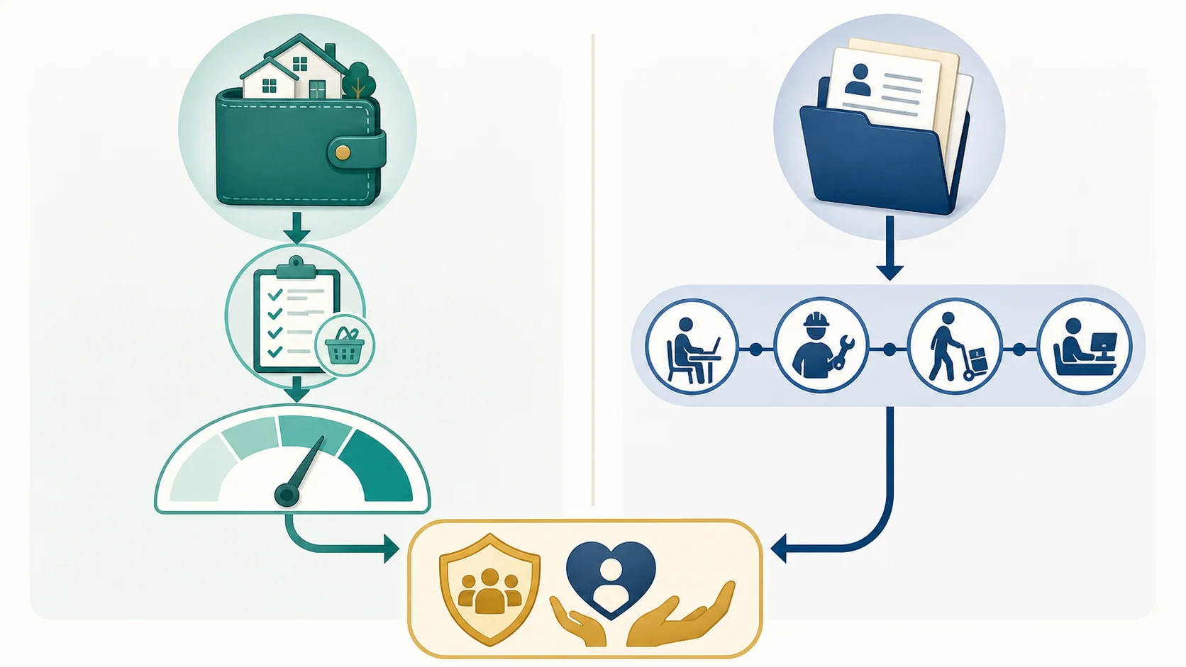 Comparison diagram of SSI income calculation and SSDI work incentive stages